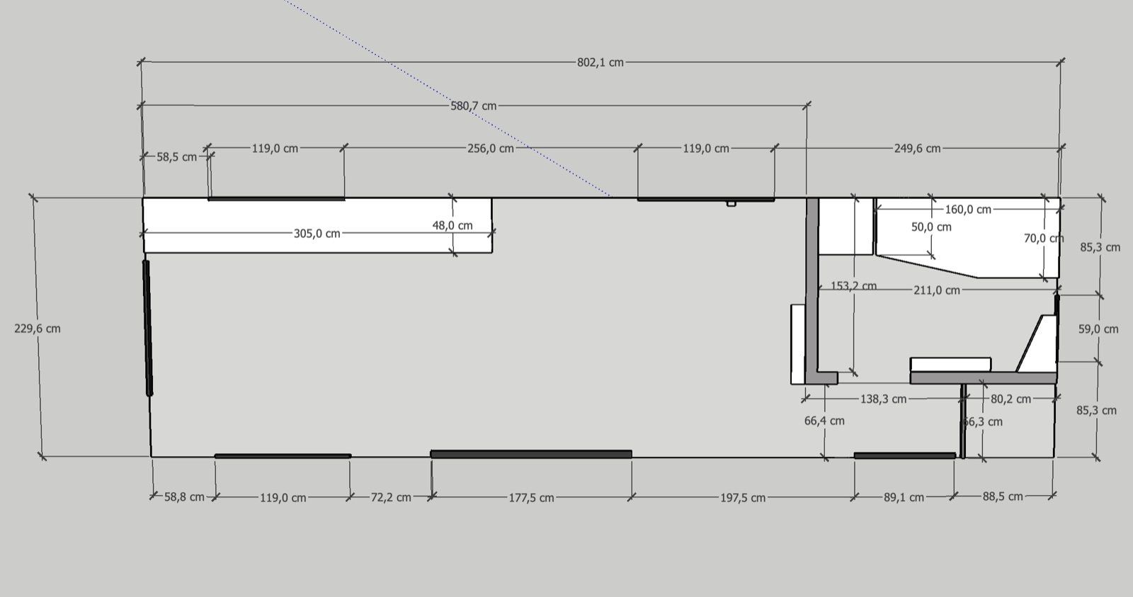 Grundriss mit Innenmaßen